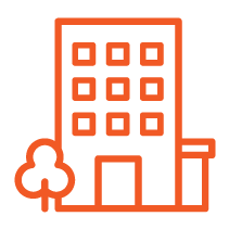 orange line icon of apartment building